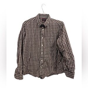 Untuckit Men's Red‎ Plaid Long Sleeve Cotton Button Down Shirt Size X-Large
